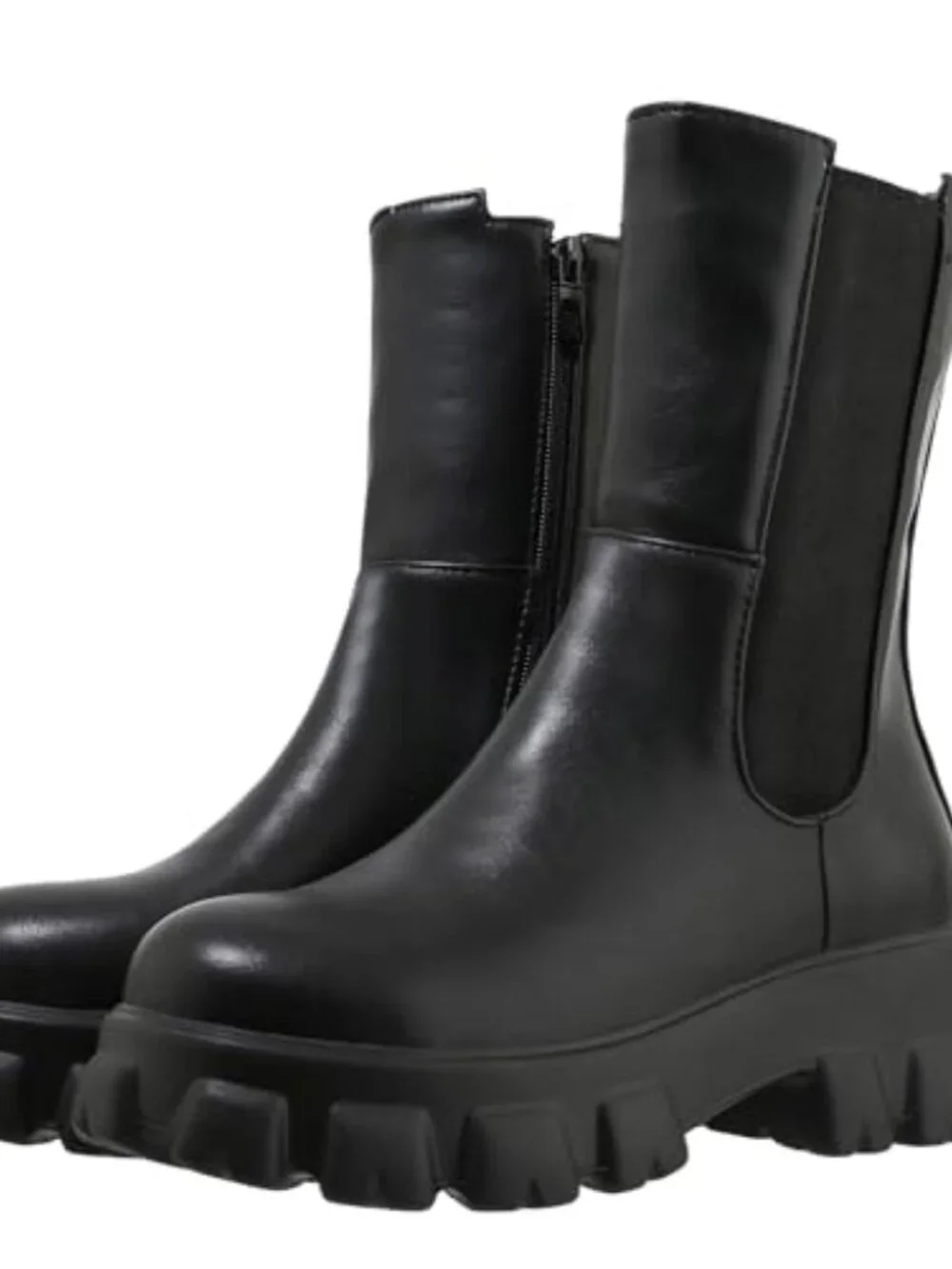 Women's Chelsea Ankle Platform Boots Chunky Heel Booties with Zip